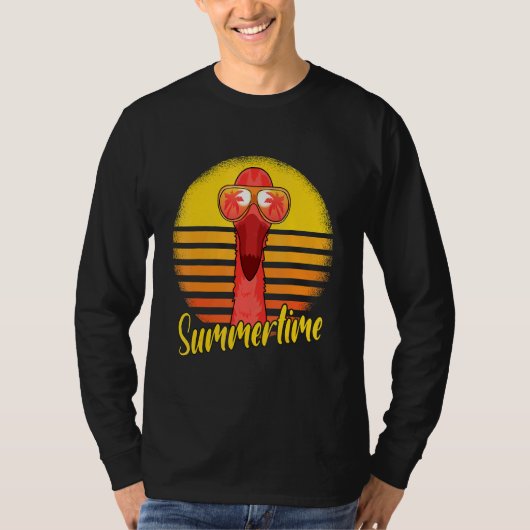 Summertime Flamingo Retro Sunset Beach Vacation Fl T-Shirt (Vorderseite)