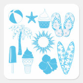 Summertime-Icons Quadratischer Aufkleber (Vorderseite)