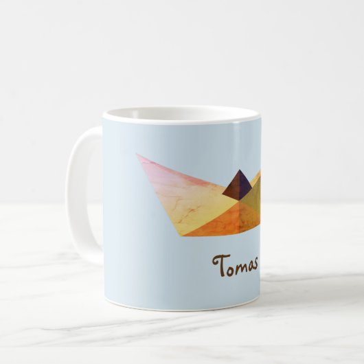 Summertime, Origami Hat personalisierter Mug Kaffeetasse (Vorderseite Links)