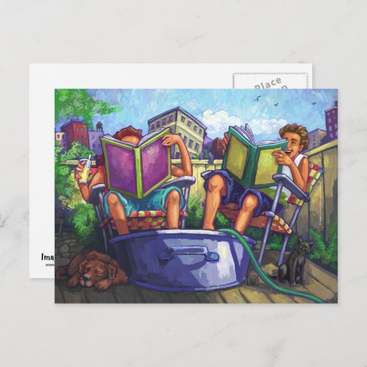 Summertime Reading Art Postkarte (Vorne/Hinten)