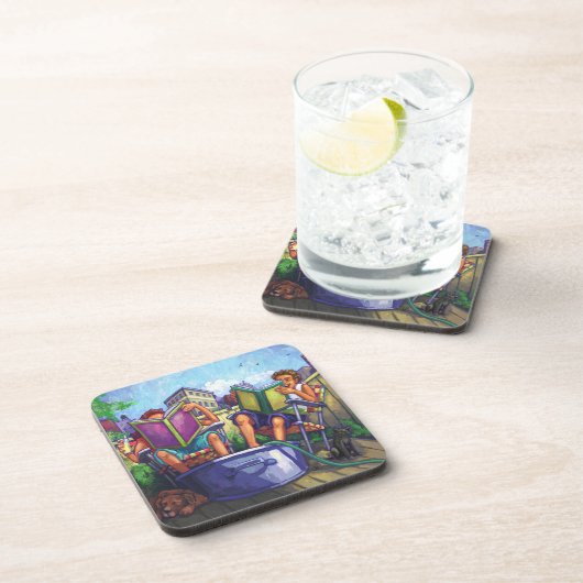 Summertime Reading Getränkeuntersetzer (Rechte Seite)