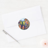 Summertime Reading, Junge Runder Aufkleber (Umschlag)