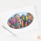 Summertime Reading Ovaler Aufkleber (Umschlag)