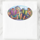 Summertime Reading Ovaler Aufkleber (Tasche)