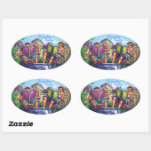 Summertime Reading Ovaler Aufkleber (Blatt)