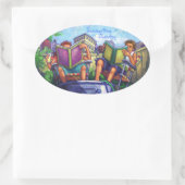 Summertime Reading Ovaler Aufkleber (Tasche)