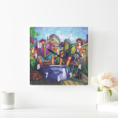 Summertime Reading Quadratische Wanduhr (Zuhause)