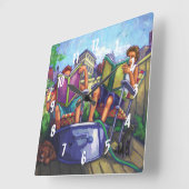 Summertime Reading Quadratische Wanduhr (Winkel)