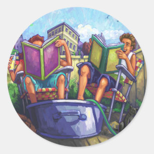 Summertime Reading Runder Aufkleber