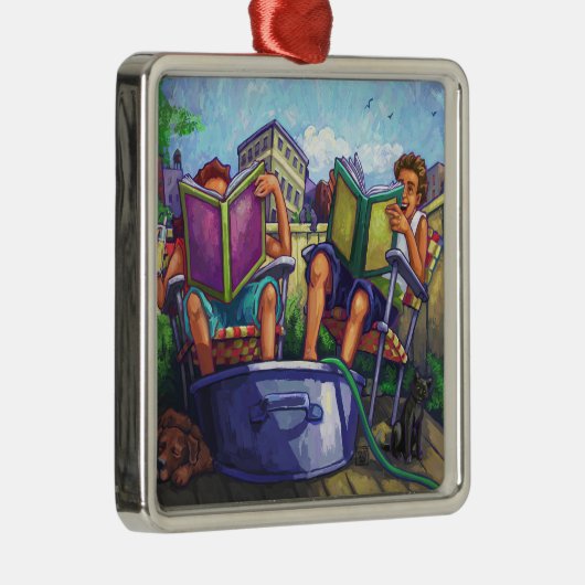 Summertime Reading Silbernes Ornament (Rechts)