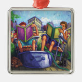 Summertime Reading Silbernes Ornament (Vorne)