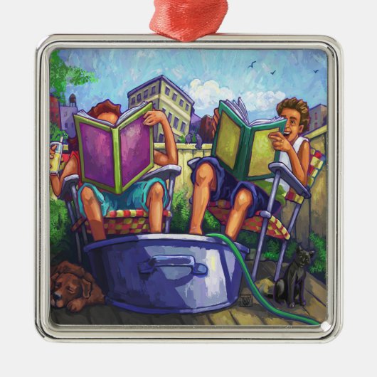 Summertime Reading Silbernes Ornament (Vorne)