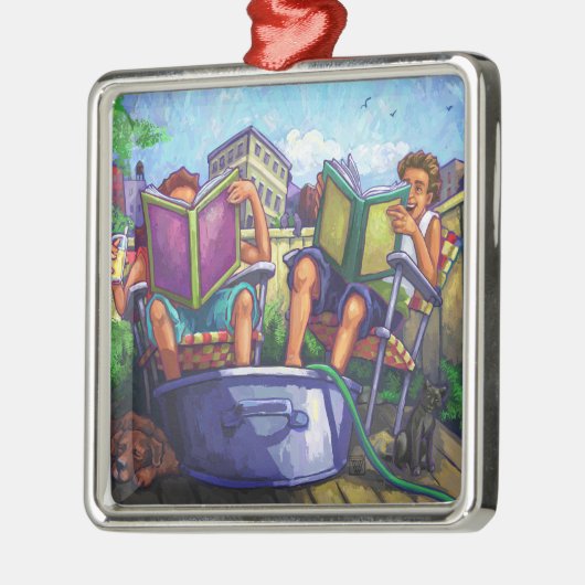 Summertime Reading Silbernes Ornament (Links)