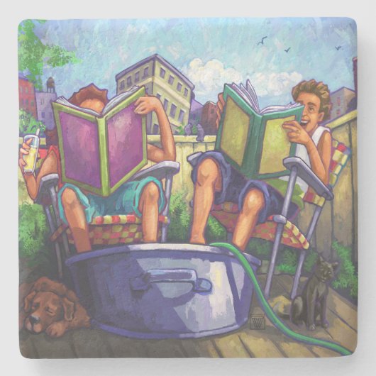 Summertime Reading Steinuntersetzer (Vorderseite)