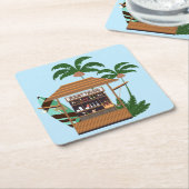 Summertime Resort Tiki Bar am Strand Rechteckiger Pappuntersetzer (angewinkelt)