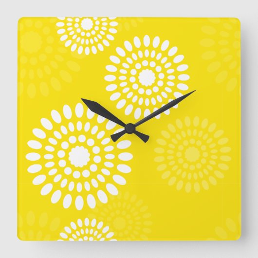 Summertime yellow flowers Wall Clock Quadratische Wanduhr (Vorderseite)