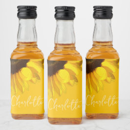 Summertime Yellow Sunflower - Anpassungsname Alkoholflaschenetikett