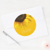 Summertime Yellow Sunflower - Anpassungsname Runder Aufkleber (Umschlag)