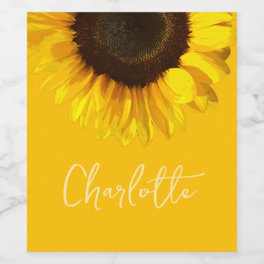Summertime Yellow Sunflower - Anpassungsname Weinetikett (Einzelnes Label)