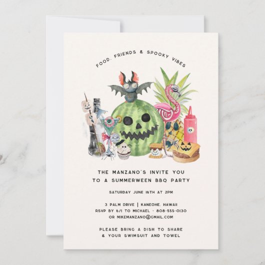 Summerween Backyard GRILLEN Party Einladung (Vorderseite)