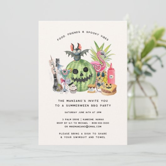 Summerween Backyard GRILLEN Party Einladung (Stehend Vorderseite)