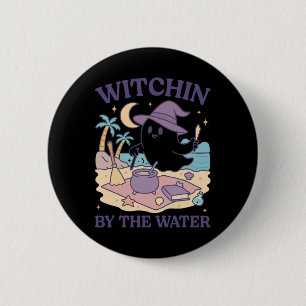 Summerween Beach Halloween Ghost Button