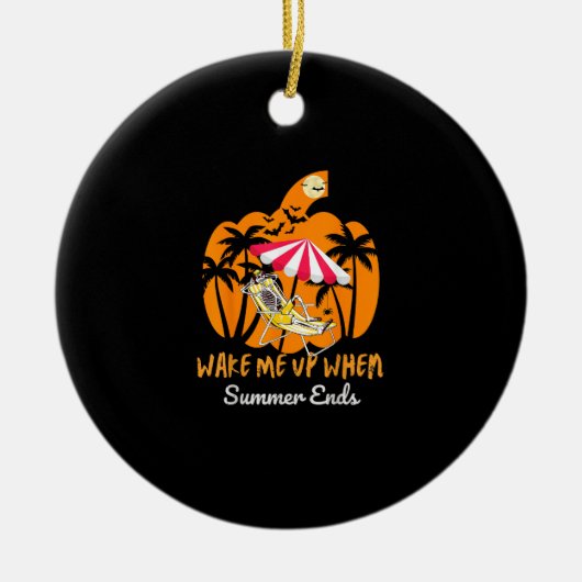 Summerween Beach Pumpkin Skeleton Funny Halloween Keramik Ornament (Vorne)