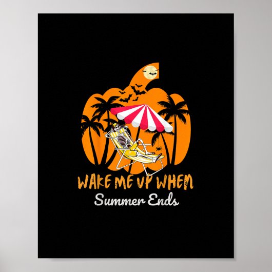 Summerween Beach Pumpkin Skeleton Funny Halloween Poster (Vorne)