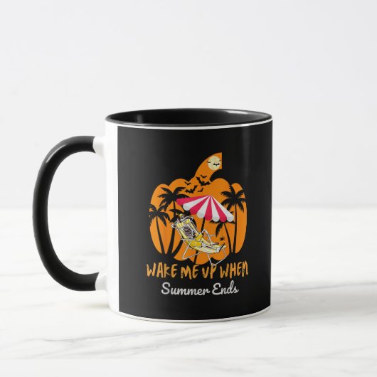 Summerween Beach Pumpkin Skeleton Funny Halloween Tasse (Links)