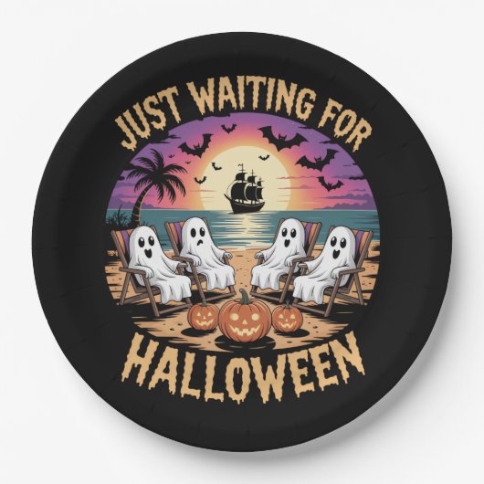 Summerween Beach Spooky Pappteller (Vorderseite)