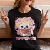 Summerween Cute Ghost Watermelon Summer Tri-Blend Shirt