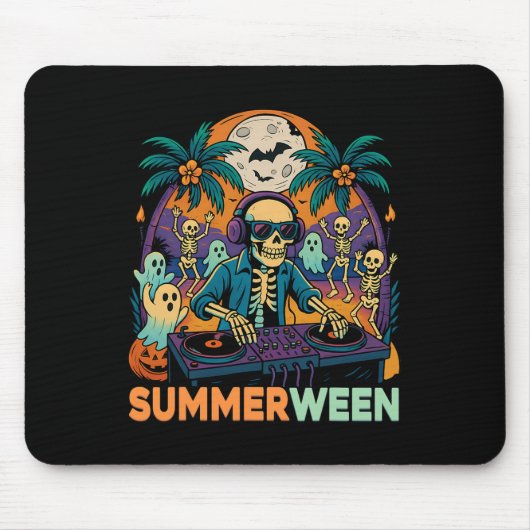 Summerween Dj Skeleton Beach Party Halloween Music Mousepad (Vorne)