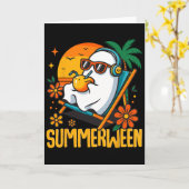 Summerween Funny Ghost Halloween Summer Beach Vibe Karte (Gelbe Blume)