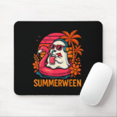 Summerween Funny Ghost Halloween Summer Flamingo B Mousepad (Mit Mouse)