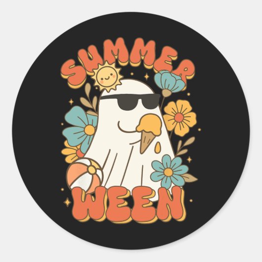 Summerween Ghost Ice Creme Niedliches SonnenHallow Runder Aufkleber (Vorderseite)