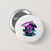 Summerween Ghost Summer Halloween Vibes Girls Wome Button (Vorne & Hinten)