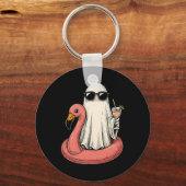 Summerween Ghost with Flamingo Floatie Womens Hall Schlüsselanhänger (Vorderseite)