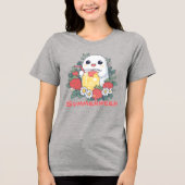 Summerween Ghost with Strawberries Tri-Blend Shirt (Vorderseite)