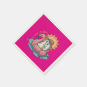 Summerween Ghoul Geist auf einer Flamingo-Schwimmh Serviette (Ecke)