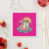 Summerween Ghoul Geist auf einer Flamingo-Schwimmh Serviette (Beispiel)