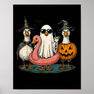 Summerween Goose Boo Ghost Pumpkin Halloween Somme Poster