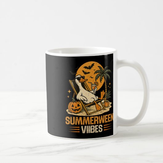 Summerween Goose Spooky Halloween Pumpkin Beach Su Kaffeetasse (Rechts)