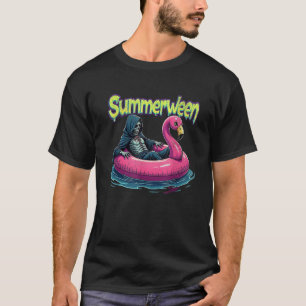 Summerween Grim Sensenmann Flamingo Gothic Hallowe T-Shirt