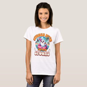 Summerween Gruseliger Süßer Geist Flamingo Schwimm T-Shirt