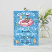 SummerWeen Halloween Pool Geburtstagsparty Geister Einladung (Stehend Vorderseite)