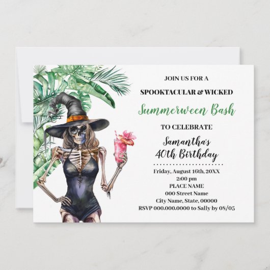 Summerween Hexen Pool Bash Geburtstag Einladung (Vorderseite)