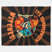 Summerween-Hexenskelett in tropischem Hexenhut 2 Fleecedecke (Vorderseite (Horizontal))