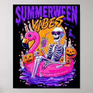 Summerween Lustige Skelette Halloween Schwimmende  Poster