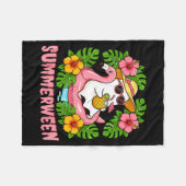 Summerween Lustiger Geist Halloween Sommer Floral Fleecedecke (Vorderseite (Horizontal))