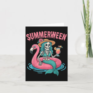 Summerween Meerjungfrau Skelett Strand Flamingo Ha Karte
